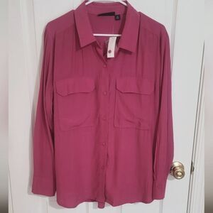 New York & Company Button Front Blouse Size Xl